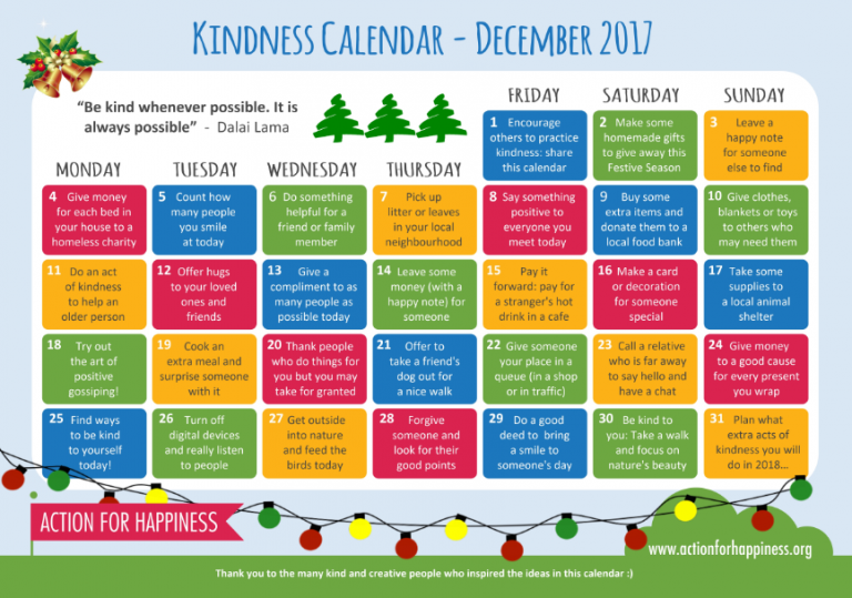 Kindness Advent Calendar The Cathedral School of St. Saviour and St